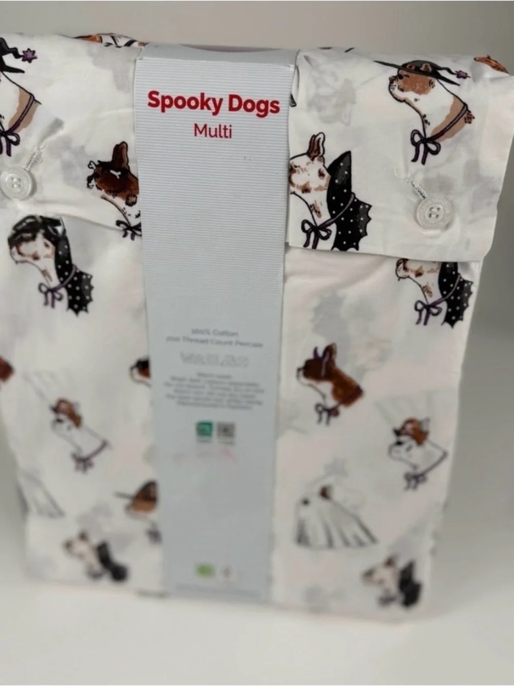 Cath Kidston London “Spooky Dogs” Multicolor Queen 100% Cotton Sheet Set 4pc